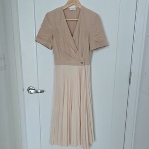 Sandro Beige Wrap Midi Dress